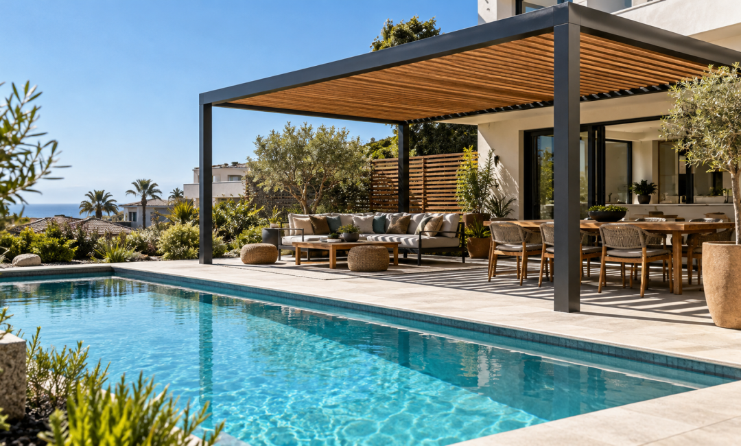 Poolside Pergola Installation